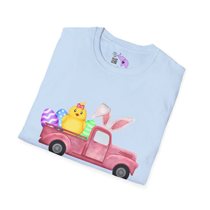 Easter Chick & Eggs In Vintage Truck Adult T-shirt