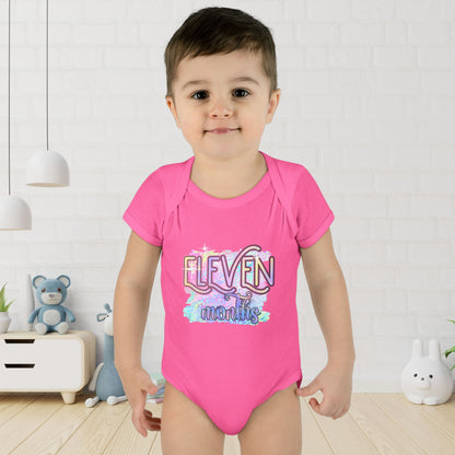 Pastel Wild One Milestone Baby Bodysuit-Eleven Months