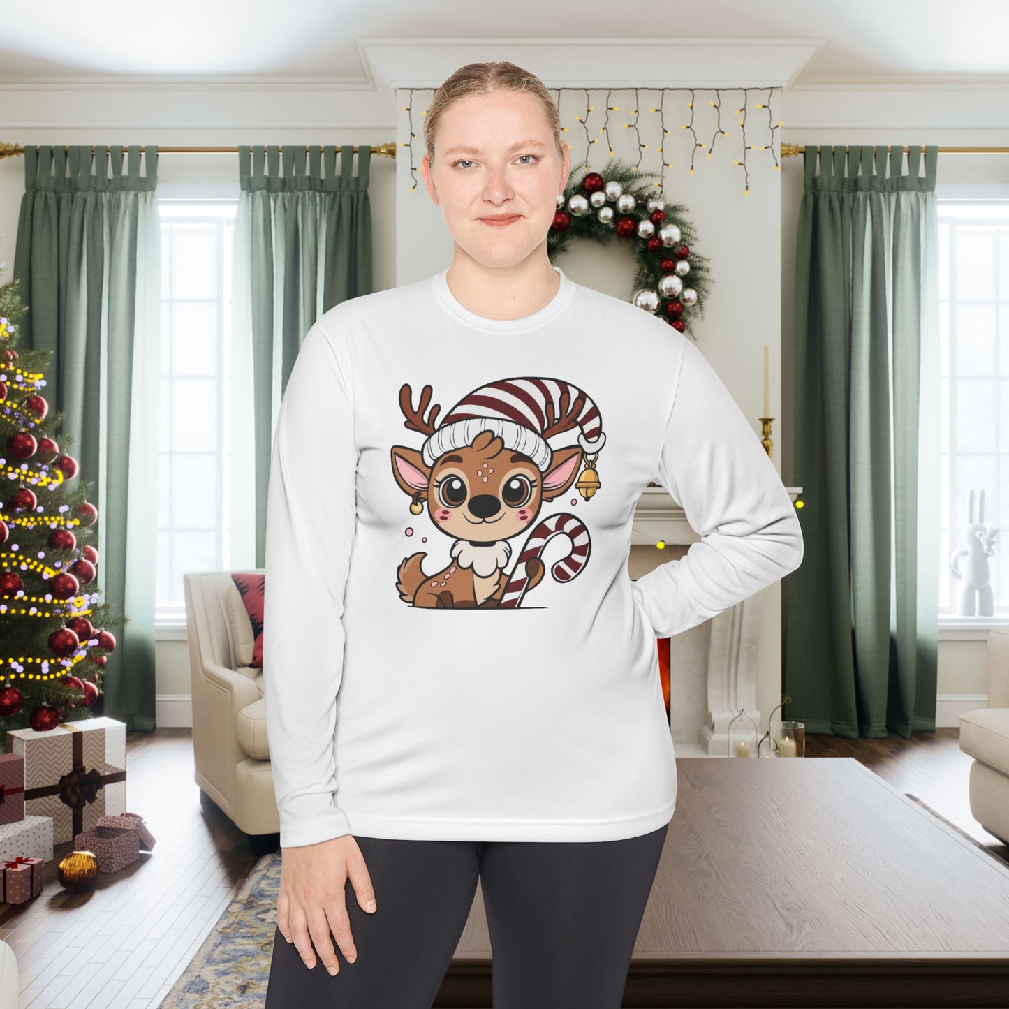 Santa's Little Deer Adult Long Sleeve Tee