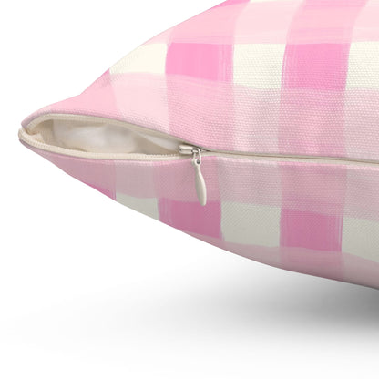 Dreamy Rose Gingham Throw Pillow