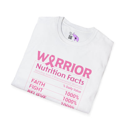 Breast Cancer Warrior Nutrition Facts Adult T-shirt