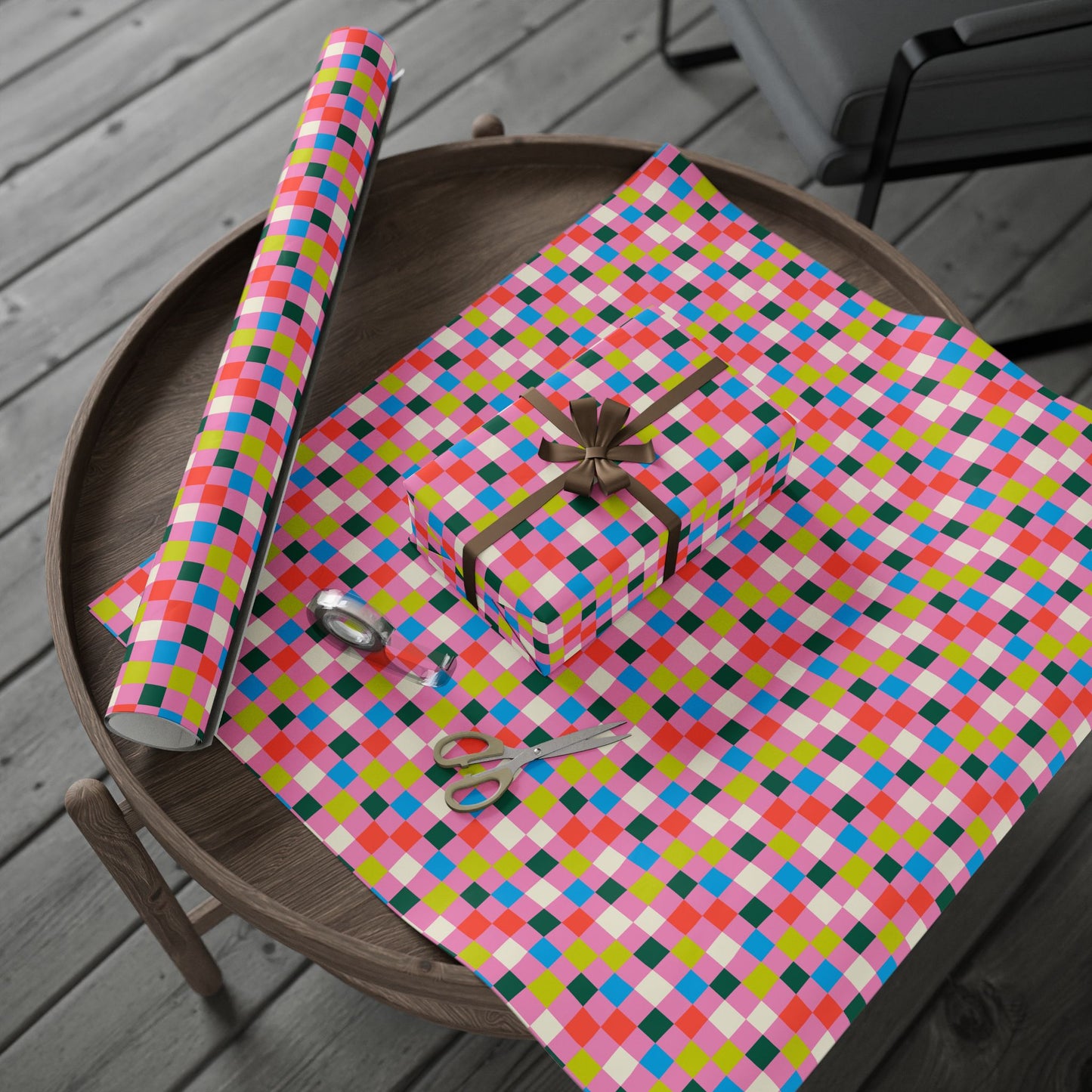 Bubblegum Grid Wrapping Paper