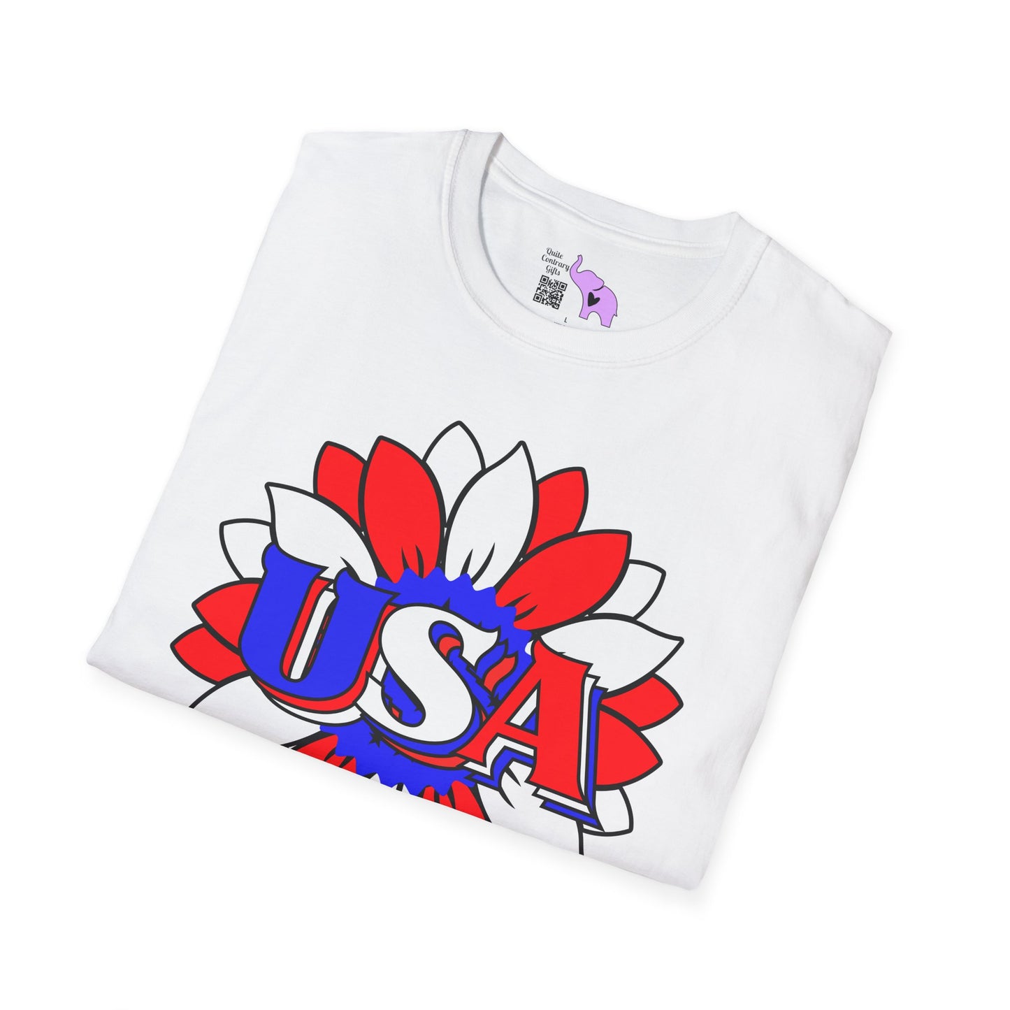USA Red, White, and Blue Sunflower 2 Adult T-shirt
