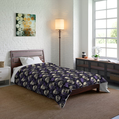Midnight Lavender Skulls Comforter