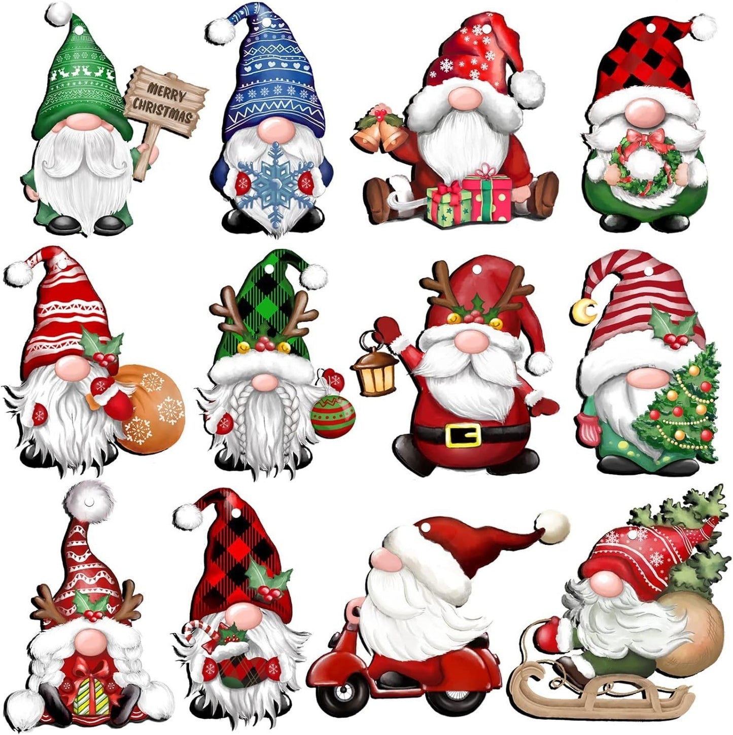 24 PCs Wooden Christmas Hanging Ornaments