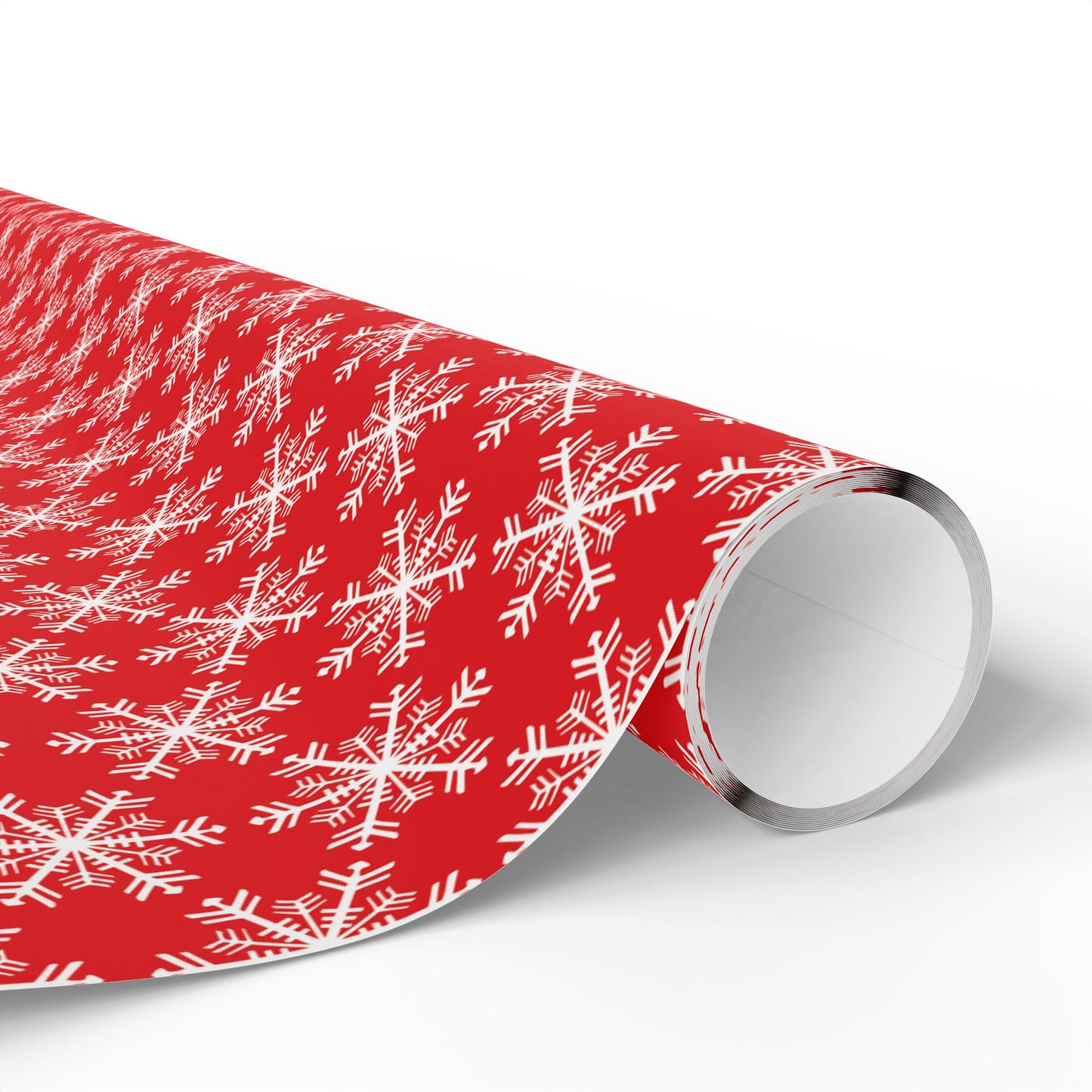 Snowfall on Red Wrapping Paper