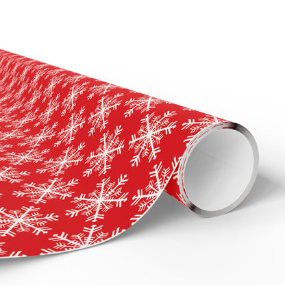 Snowfall on Red Wrapping Paper