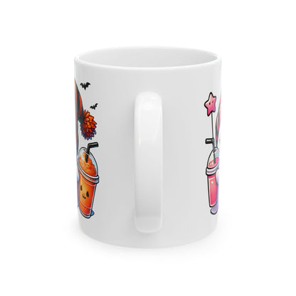 Cute Ghost Ceramic Mug, (11oz, 15oz)