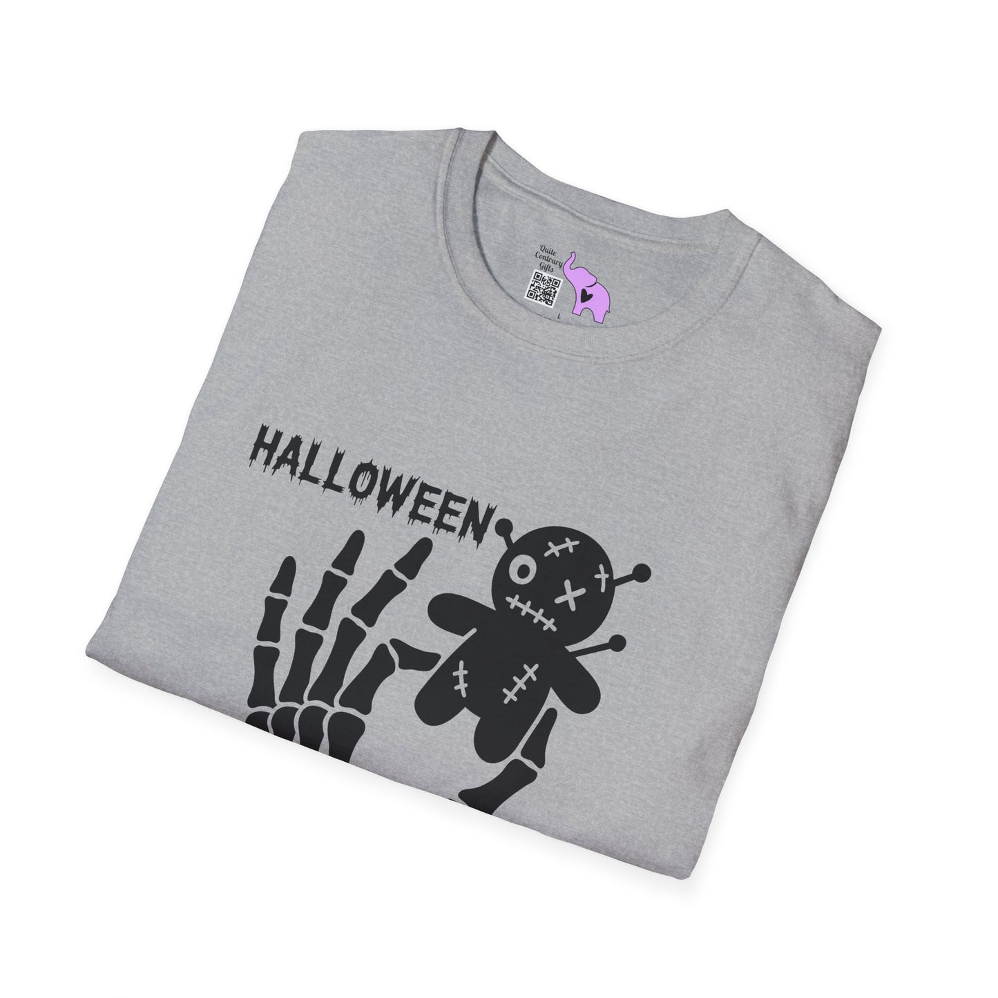Halloween Vibes (Skeleton Hand & Voodoo Doll) Adult T-shirt