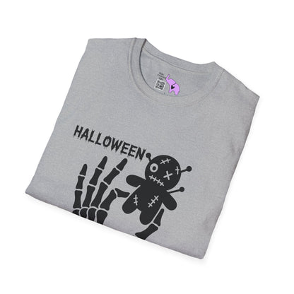 Halloween Vibes (Skeleton Hand & Voodoo Doll) Adult T-shirt