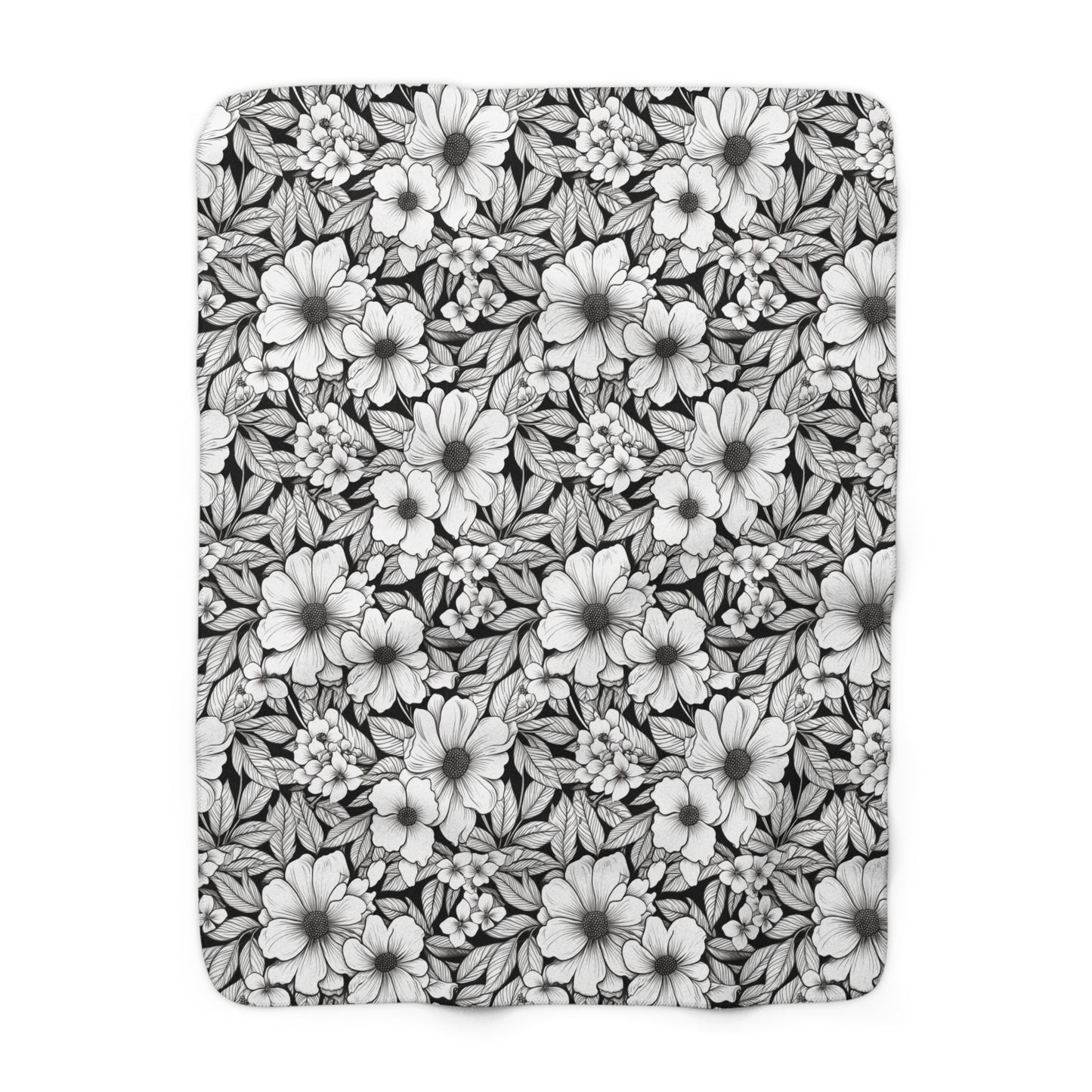 Black & White Forget-Me-Nots Basic Bedding Set