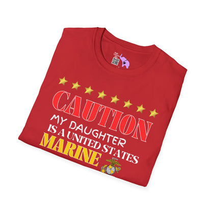 Caution My Daughter is a US Marine I've Been Known to Brag (Dad) Unisex Softstyle T-Shirt