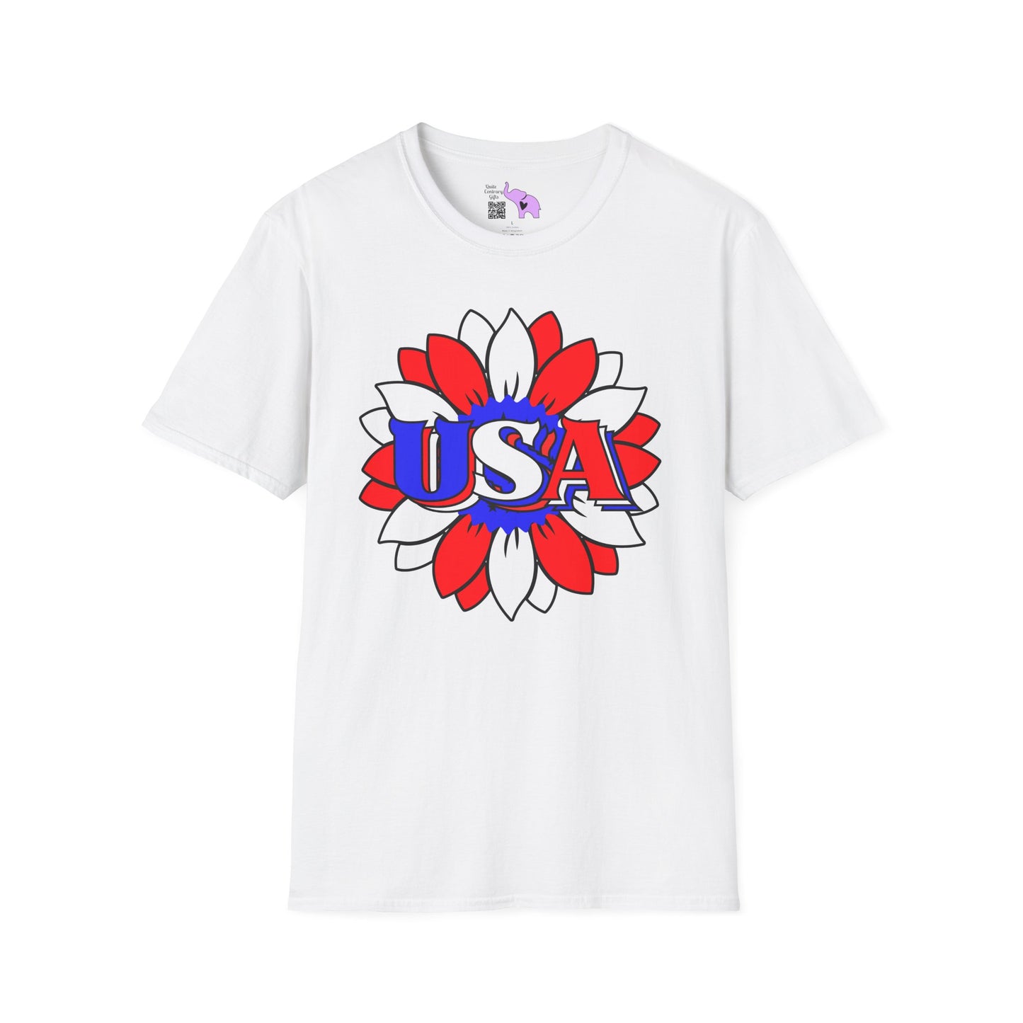 USA Red, White, and Blue Sunflower 2 Adult T-shirt