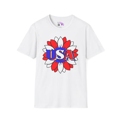 USA Red, White, and Blue Sunflower 2 Adult T-shirt