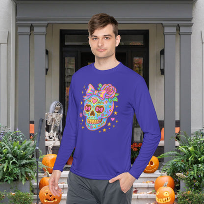 Neon Sugar Skull Adult Long Sleeve Tee