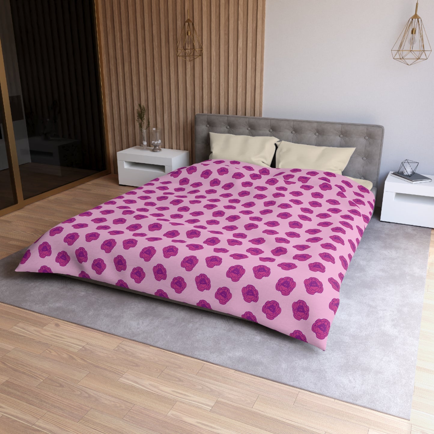 Rosy Dream Peonies Microfiber Duvet Cover