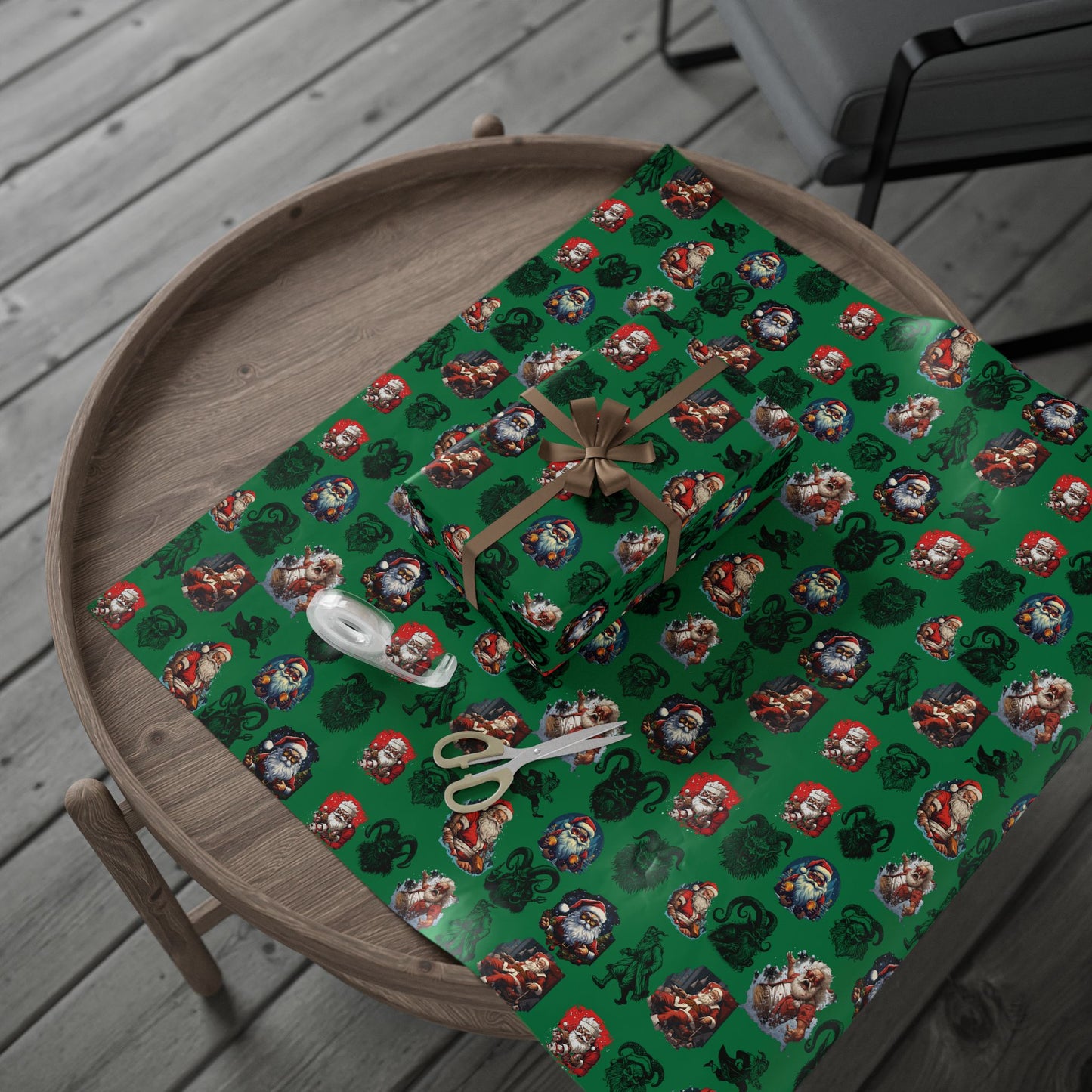 Creepy Santa & Krampus Wrapping Paper