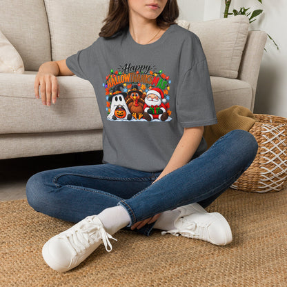 Happy Hallowthanksmas (String Lights) Adult T-shirt