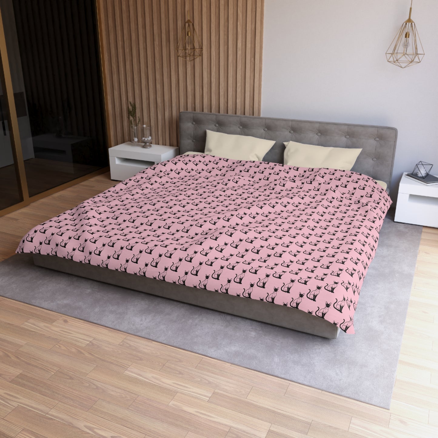 Siamese Charm – Pink Whisper Microfiber Duvet Cover