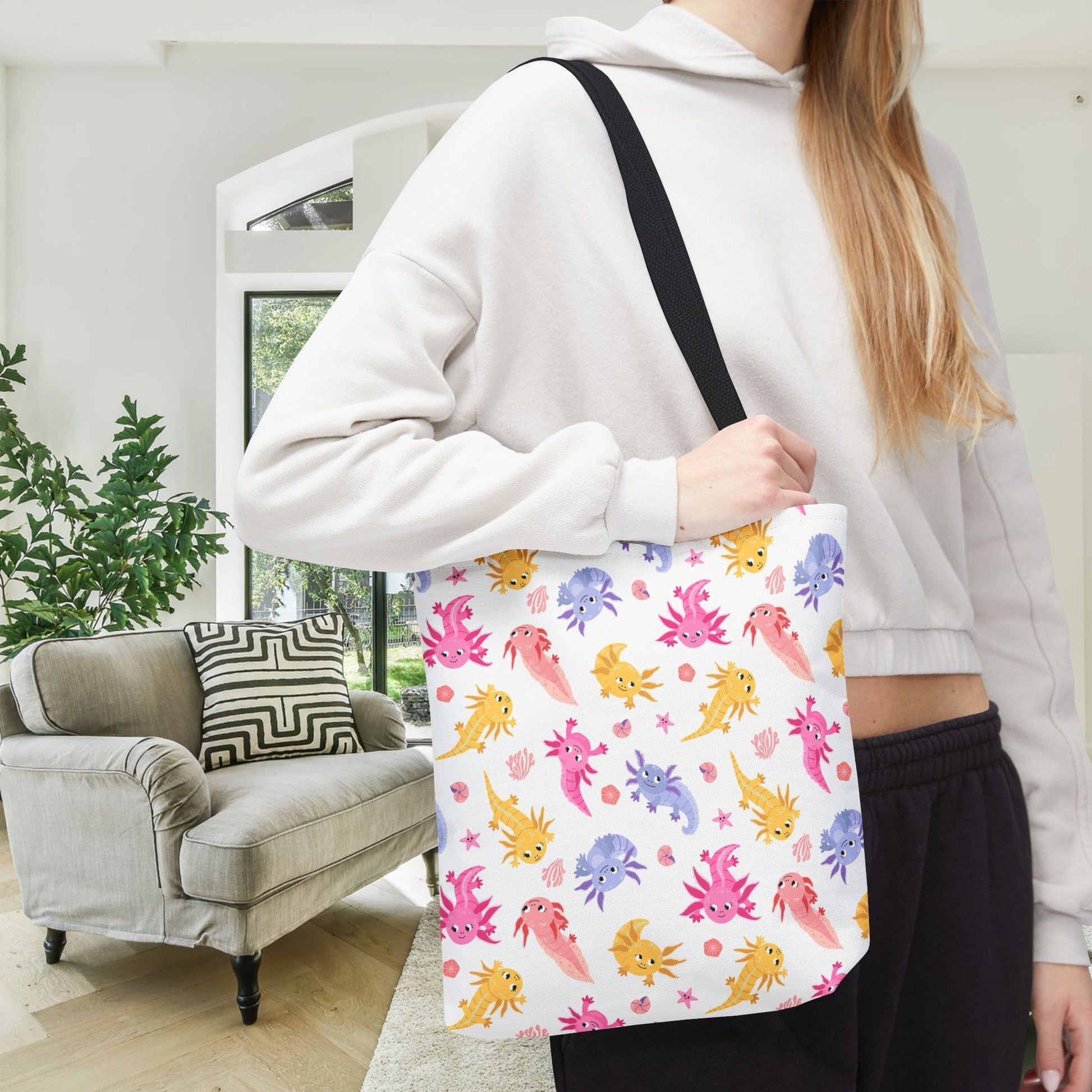 Axolotl Whimsy Canvas Tote Bag