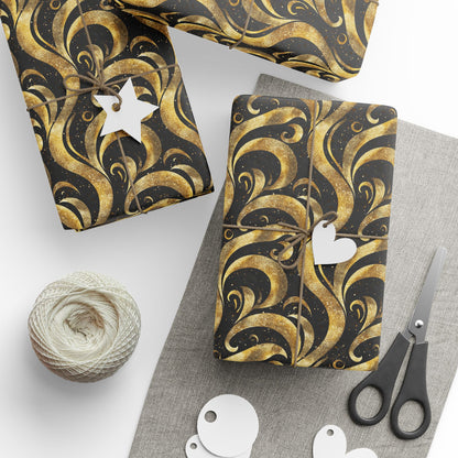 Black & Gold Luxe Swirl Wrapping Paper