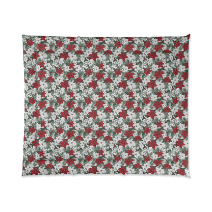Winter Poinsettia Garden Comforter
