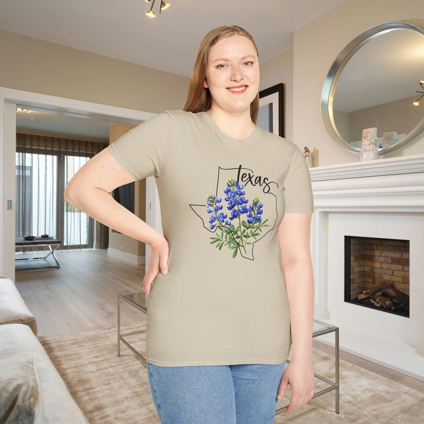 Texas Bluebonnets Outline Adult T-shirt