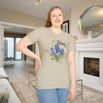 Texas Bluebonnets Outline Adult T-shirt