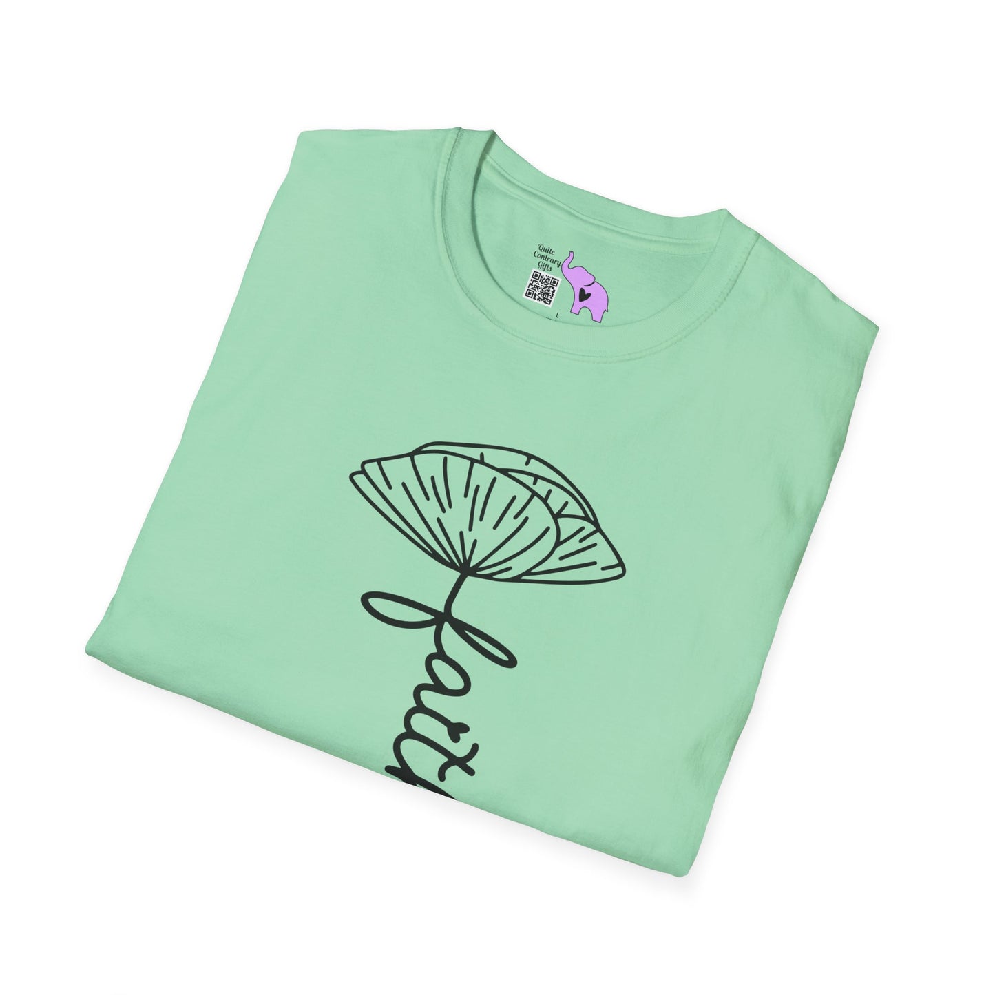 Faith (Vertical, Floral) Adult T-shirt