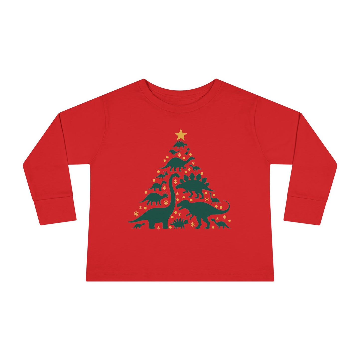 Dinosaur Christmas Tree Toddler Long Sleeve Tee