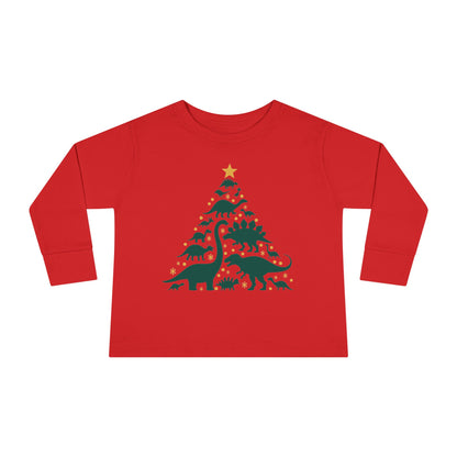 Dinosaur Christmas Tree Toddler Long Sleeve Tee