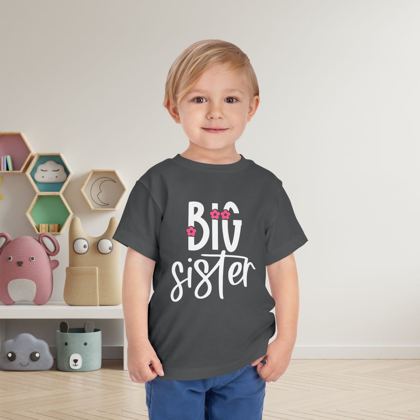 Big Sister (Pink Flowers) Toddler Tee