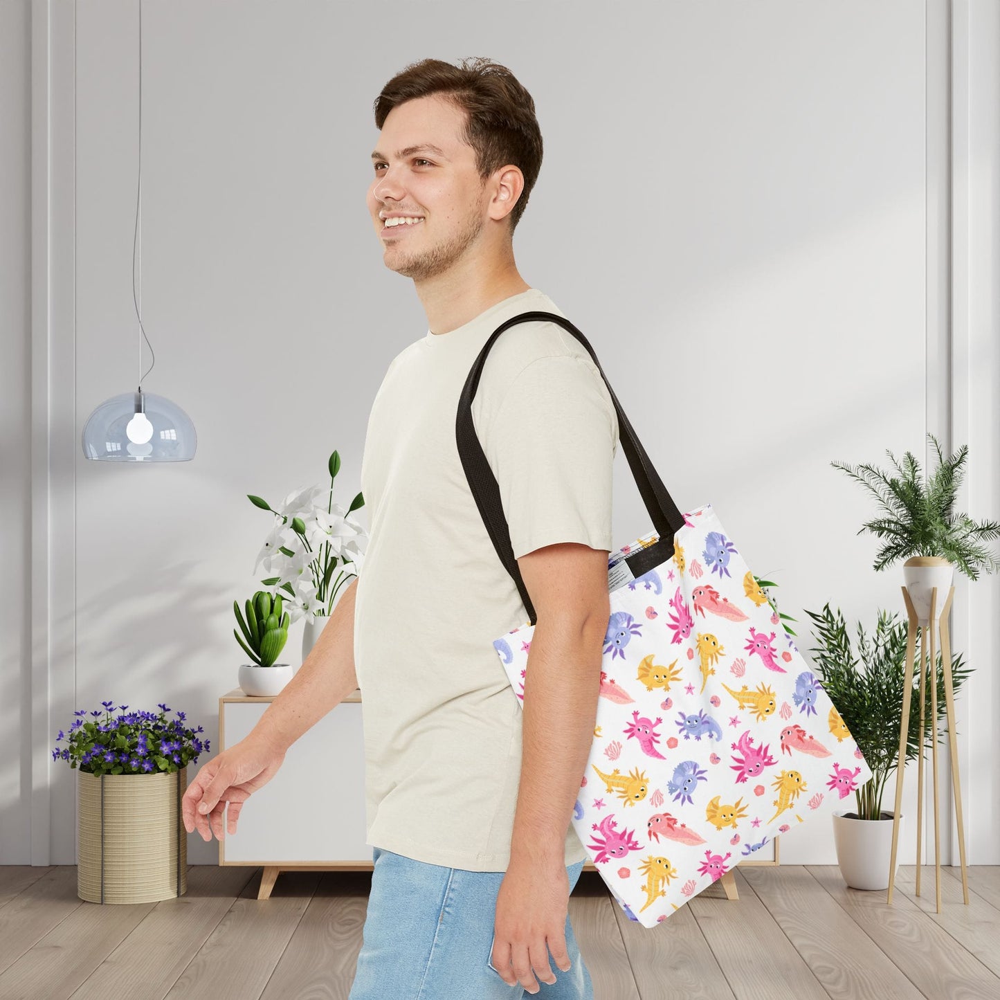 Axolotl Whimsy Canvas Tote Bag