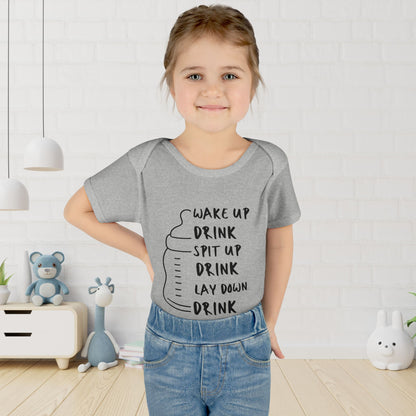 Wake Up Spit Up Lay Down Drink Infant Baby Rib Bodysuit