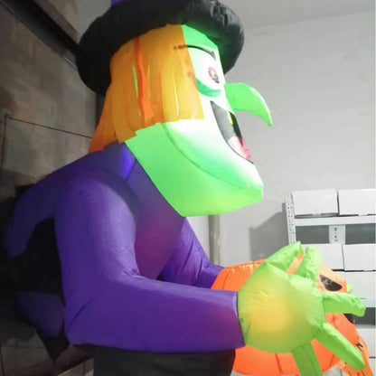 Inflatable Window Witch Holding a Pumpkin Decor