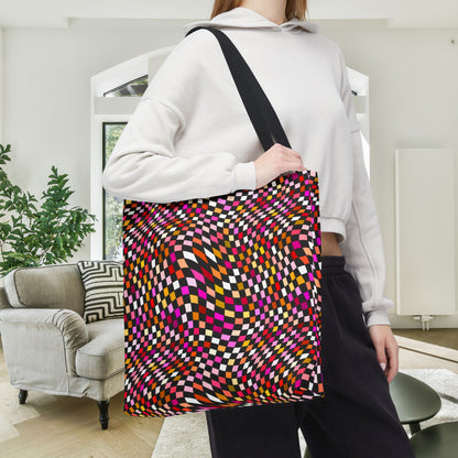 Warped Red Checkered Canvas Tote Bag