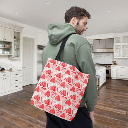 Doodle Hearts Canvas Tote Bag