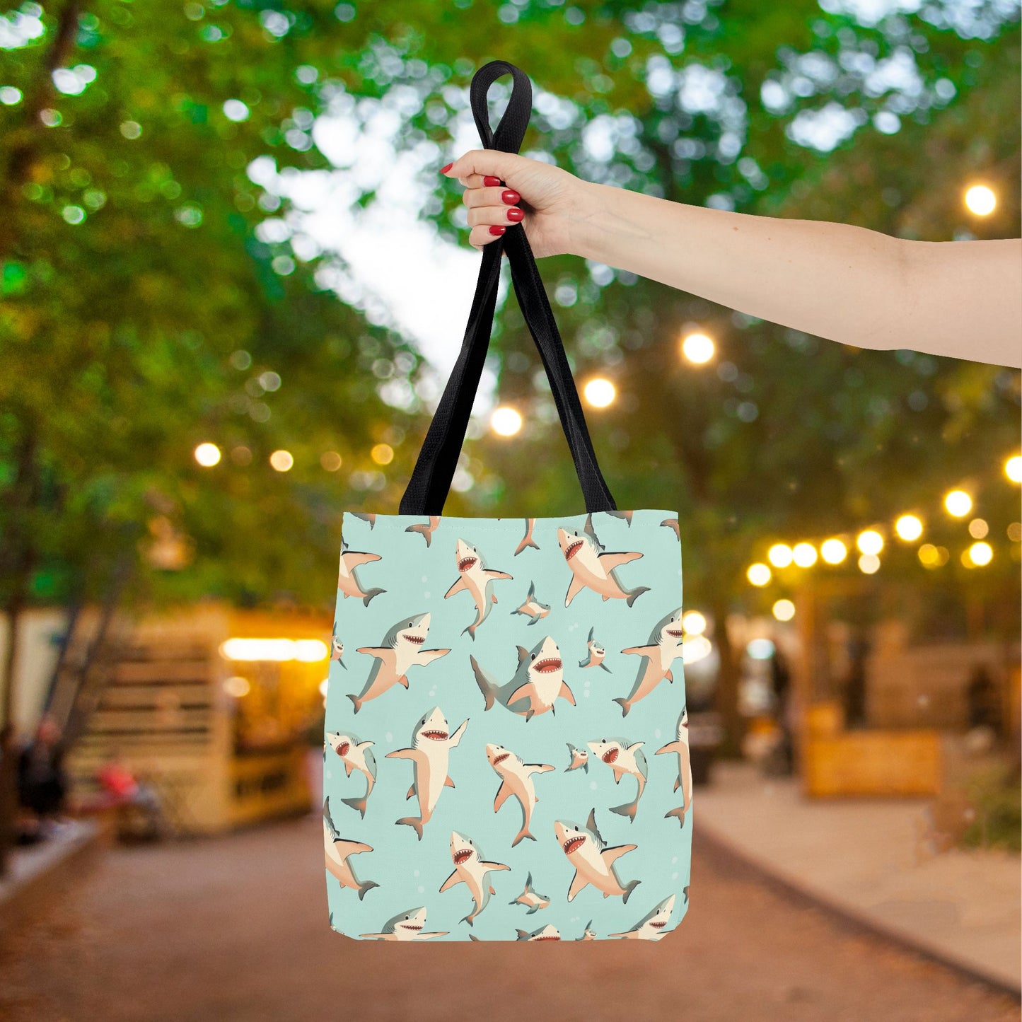 Aquamarine Sharks Canvas Tote Bag