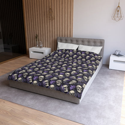 Midnight Lavender Skulls Microfiber Duvet Cover