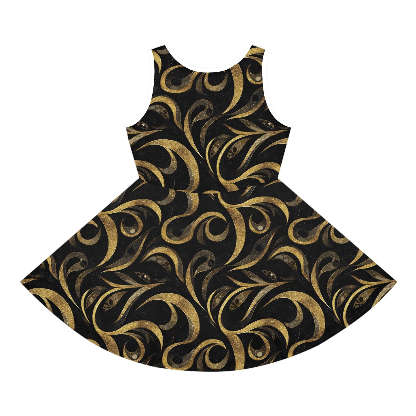 Golden Noir Swirl Girls' Sleeveless Sundress