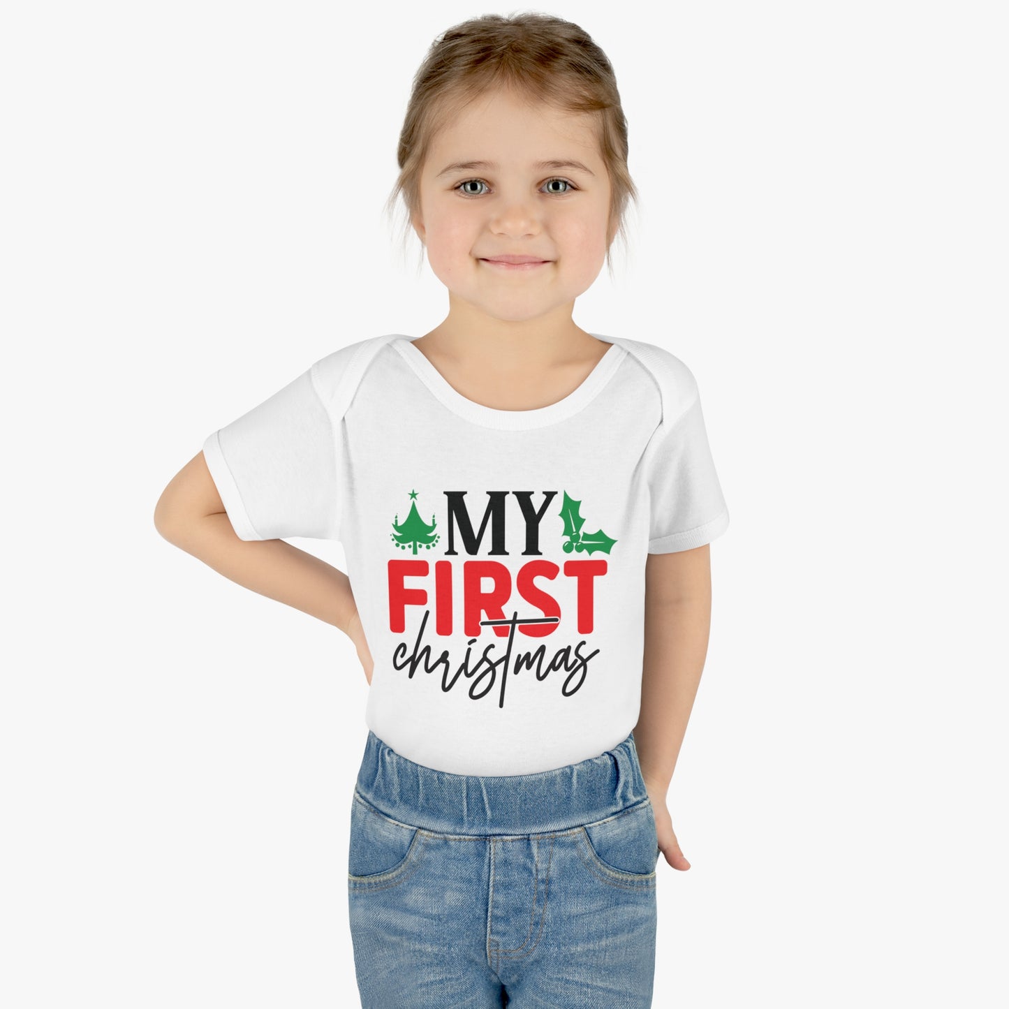 My First Christmas Infant Baby Rib Bodysuit