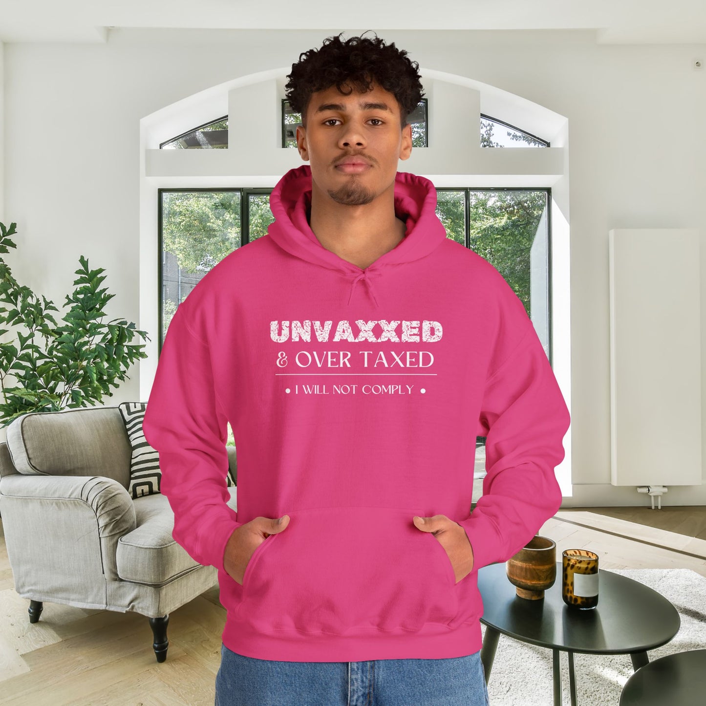 Unvaxxed and Overtaxed I Will Not Comply Heavy Blend™ Hooded Sweatshirt