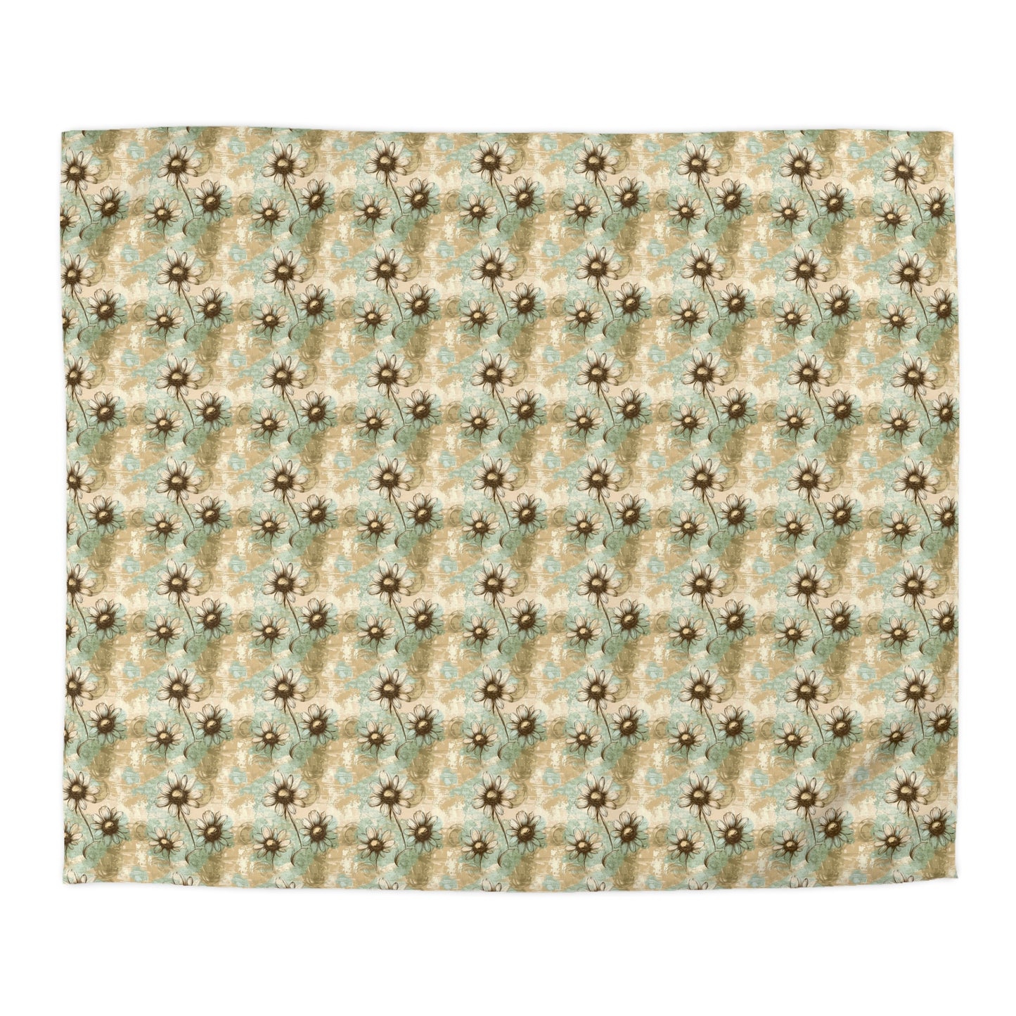 Worn Meadow Daisies Microfiber Duvet Cover