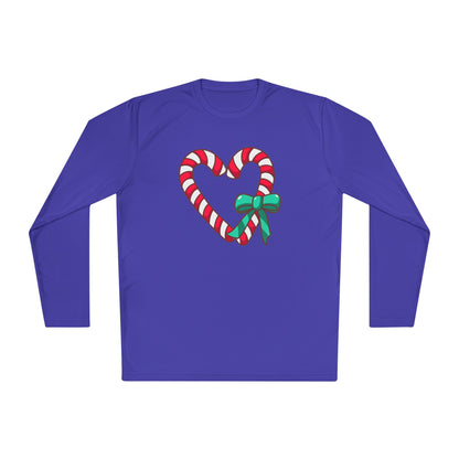 Candy Cane Heart Adult Long Sleeve Tee