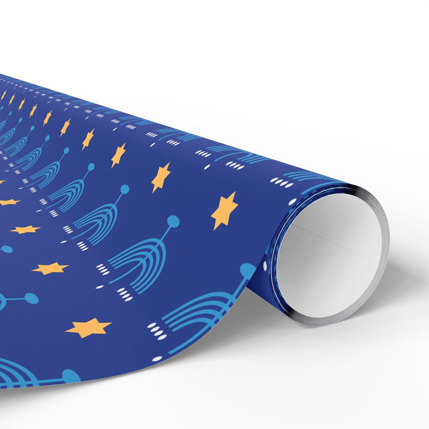 Dk. Blue/Gold Star of David Hanukkah Wrapping Paper