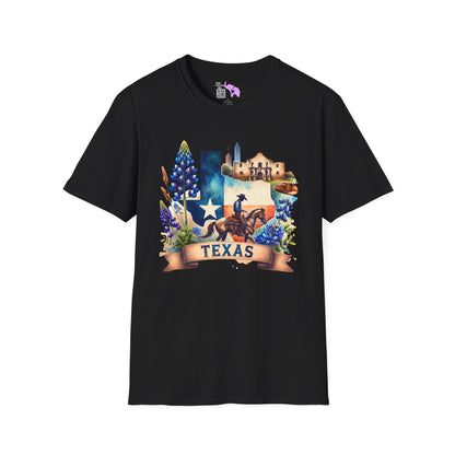 Texas Cowboy & Bluebonnets Adult T-shirt