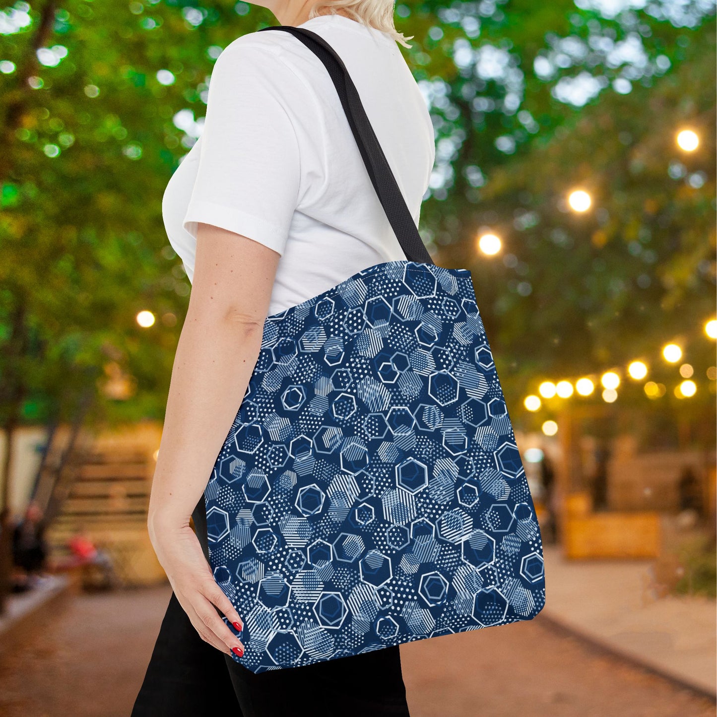 Blue Hexagons Canvas Tote Bag