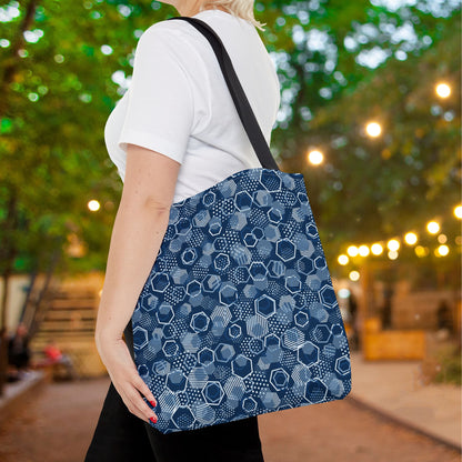 Blue Hexagons Canvas Tote Bag