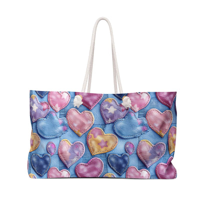 Color Pop Stitched Hearts Weekender Bag