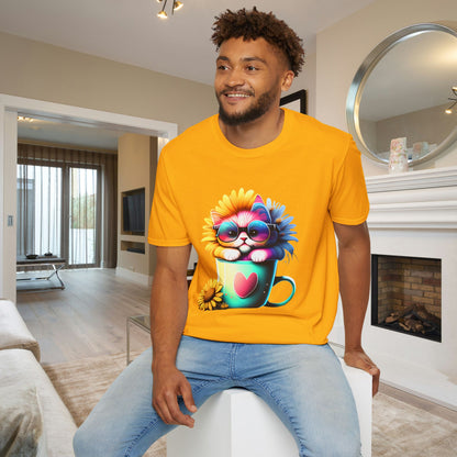 Cool Sunflower Kitten 2 Adult T-shirt
